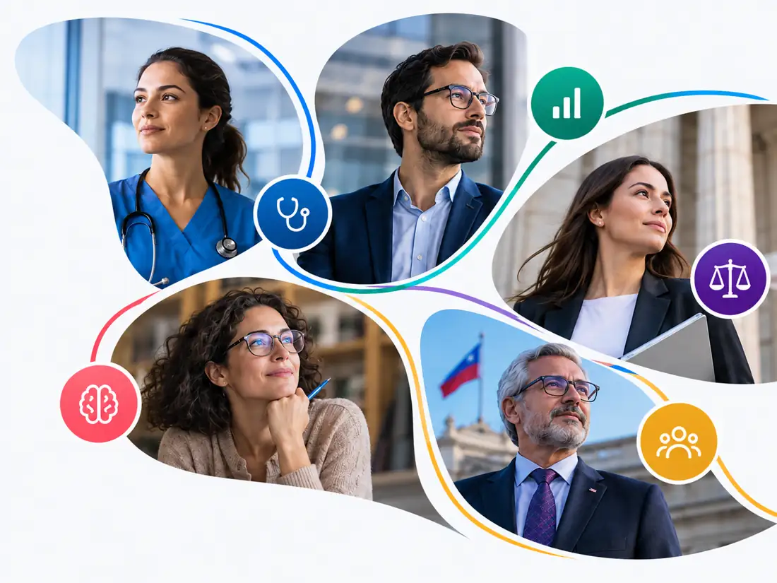 Profesionales de salud, empresas, ámbito legal, psicología y sector público